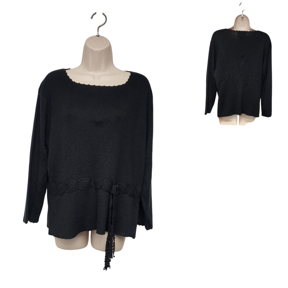 Vintage Sag Harbor Round Neck 3/4 Sleeve Sweater Color Black Size XL